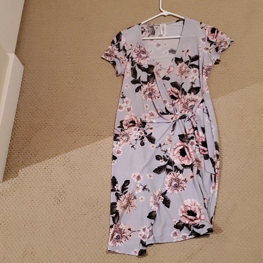 Light blue-grey wrap dress